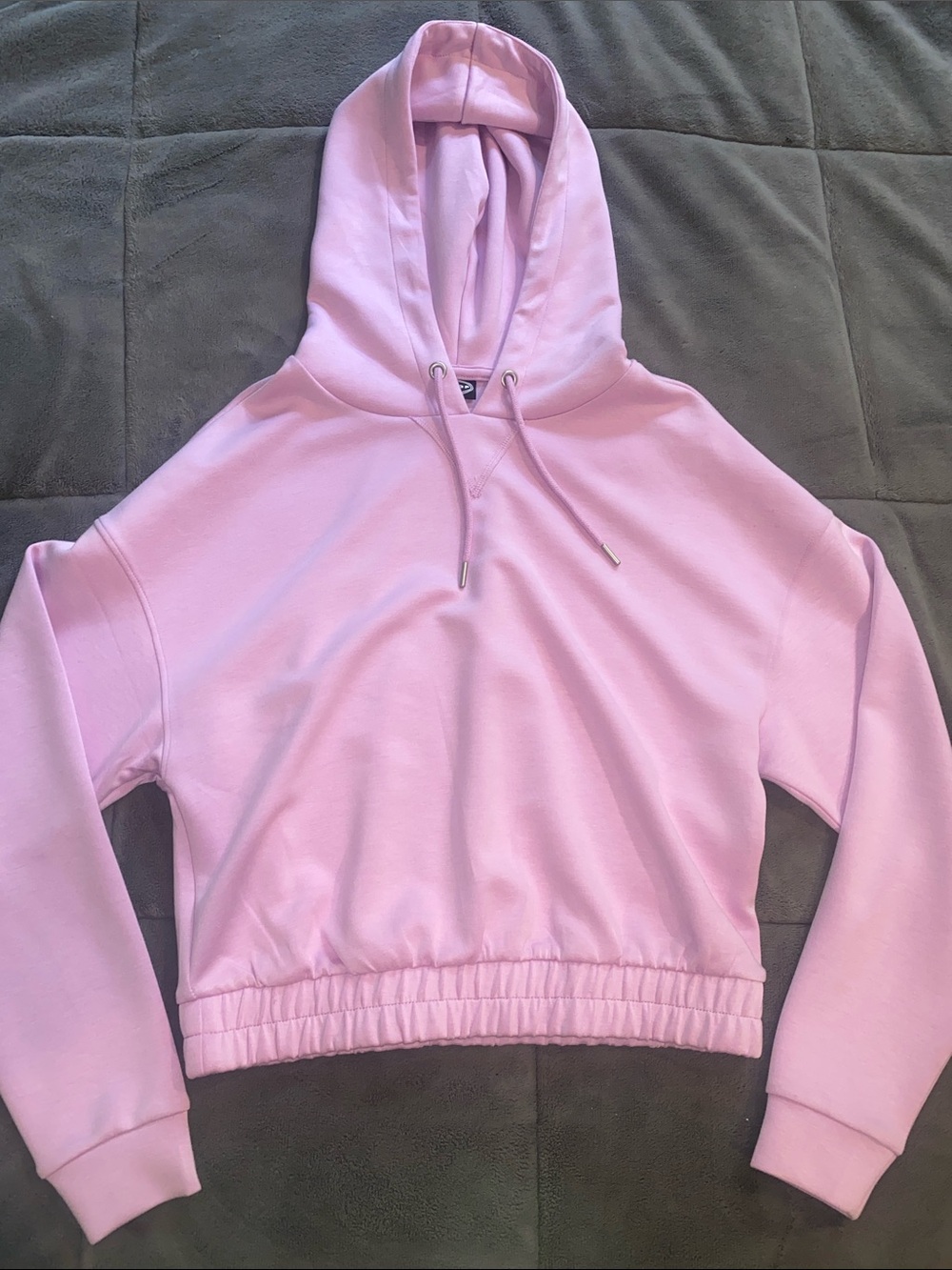 Women's Light Pink Cropped Pullover Hoodie with Drawstring
